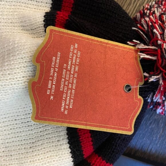 Nwt American Needle Coca Cola Pom Pom Beanie Pillow Line Black Ivory Red New Tag - Picture 7 of 10